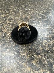 Lady's Green Stone & Diamond Ring 8 Diamonds .08 Carat TW Size 9